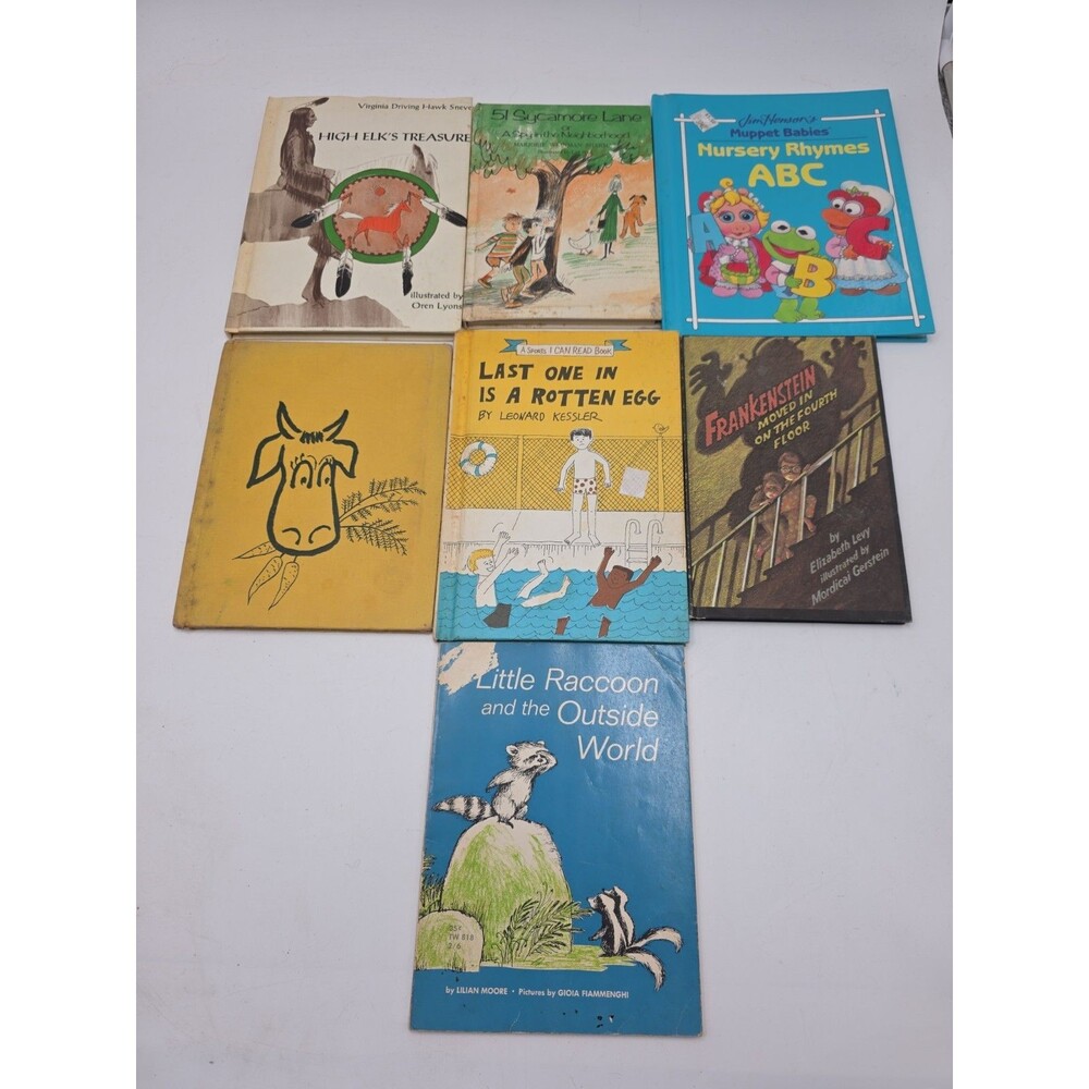 Vintage Lot Of 7 Kids Books Frankenstein Little Racoon 51 Sycamore Lane+++
